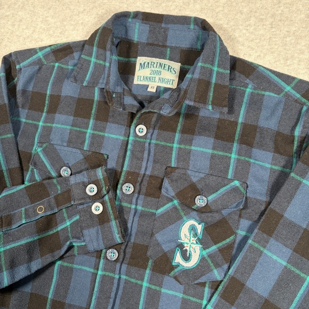 Mariners Flannel Shirt Men's XS Plaid Flannel 2018 Flannel Night Embroidered